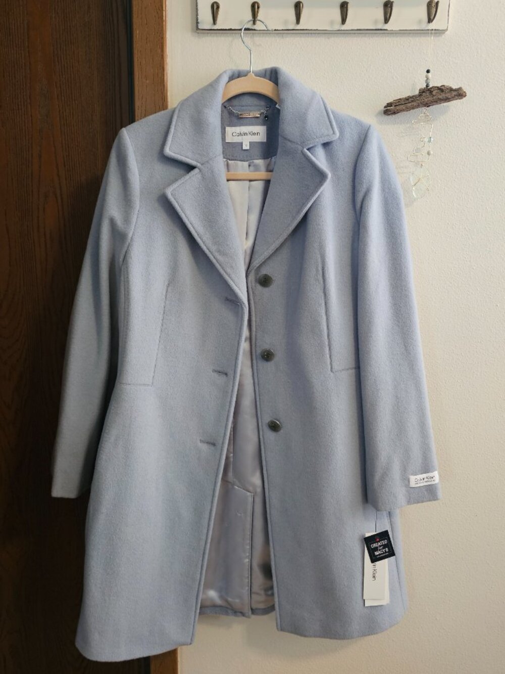 Calvin Klein Womens Single-Breasted Wool Blend Coat - Picture 3 of 6
